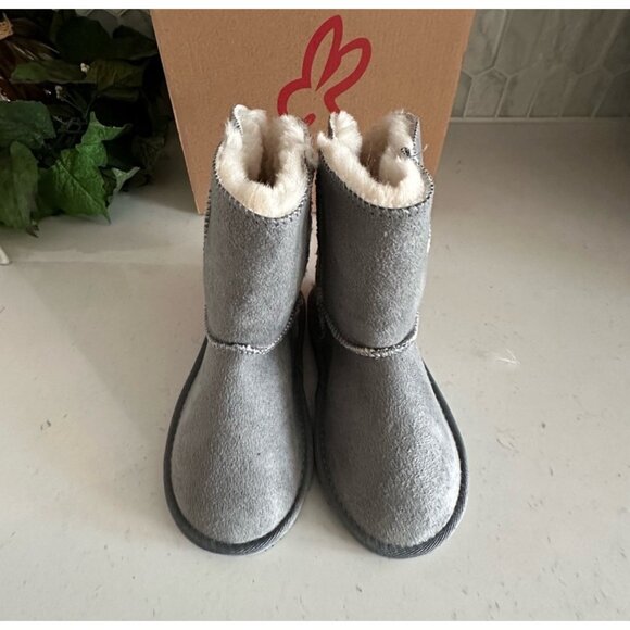 Liv Boots LV888 Gray Shearling-Lined Suede Ankle Boots For Kids Size L - Picture 2 of 9